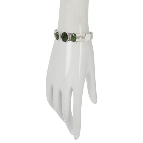 Jay King Sterling Silver 6-3/4" Green Chrome Diopside Cuff Bracelet - Picture 2 of 2